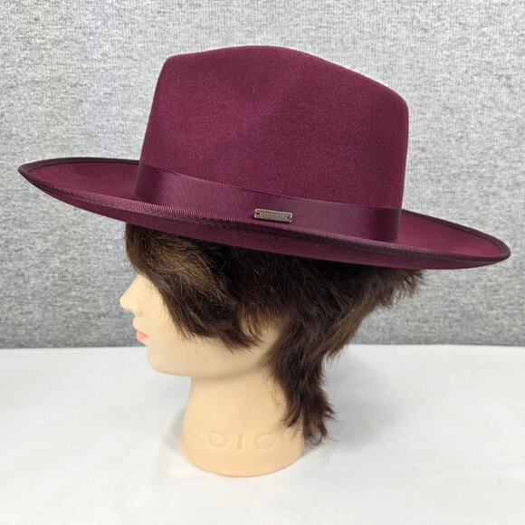 GIGI PIP MONROE 100% AUSTRALIAN WOOL WIDE BRIM FEDORA – WINE – SIZE 57-59+ - Picture 4 of 14